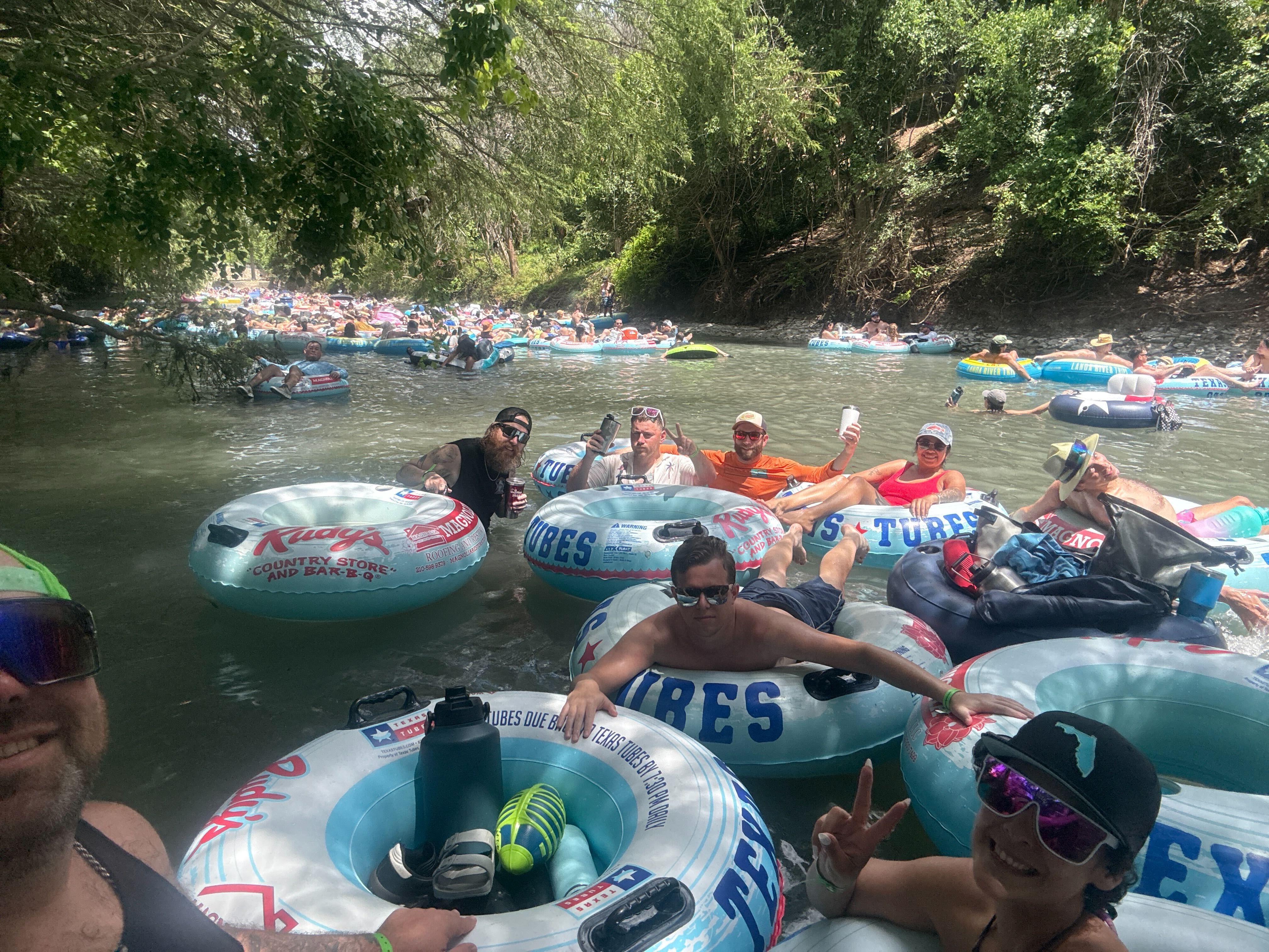The Juggernaut team on a river float trip